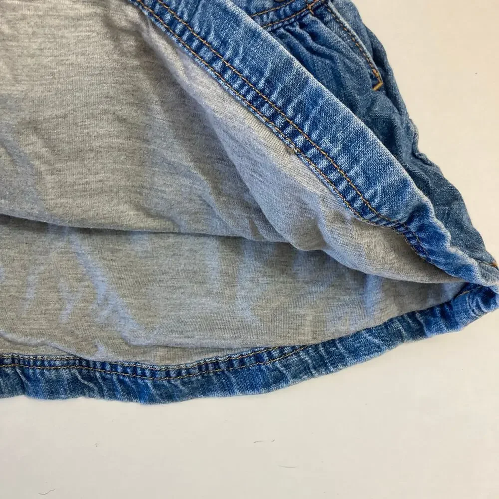 Vintage 90’s The Children’s Place Denim Blue Overall Bib Flare Skirt Dress 6-9m